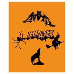 Happy Halloween Scary Funny Spooky Logo Witch On Broom Broomstick Spider Wolf Bat Black 8888 Black A Drawstring Bag (small) by HalloweenParty