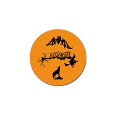 Happy Halloween Scary Funny Spooky Logo Witch On Broom Broomstick Spider Wolf Bat Black 8888 Black A Golf Ball Marker by HalloweenParty