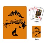 Happy Halloween Scary Funny Spooky Logo Witch On Broom Broomstick Spider Wolf Bat Black 8888 Black A Playing Cards Single Design (Rectangle) Back