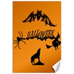 Happy Halloween Scary Funny Spooky Logo Witch On Broom Broomstick Spider Wolf Bat Black 8888 Black A Canvas 20  x 30  19.62 x28.9  Canvas - 1