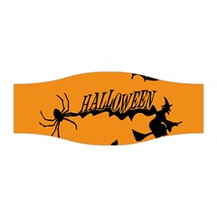 Happy Halloween Scary Funny Spooky Logo Witch On Broom Broomstick Spider Wolf Bat Black 8888 Black A Stretchable Headband by HalloweenParty