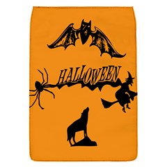 Happy Halloween Scary Funny Spooky Logo Witch On Broom Broomstick Spider Wolf Bat Black 8888 Black A Removable Flap Cover (s) by HalloweenParty