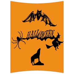 Happy Halloween Scary Funny Spooky Logo Witch On Broom Broomstick Spider Wolf Bat Black 8888 Black A Back Support Cushion by HalloweenParty