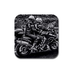 Motorcycle Riders At Highway Rubber Square Coaster (4 Pack)  by dflcprintsclothing