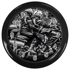 Motorcycle Riders At Highway Wall Clock (black) by dflcprintsclothing