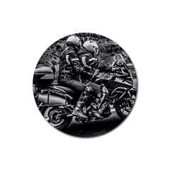 Motorcycle Riders At Highway Rubber Coaster (round)  by dflcprintsclothing