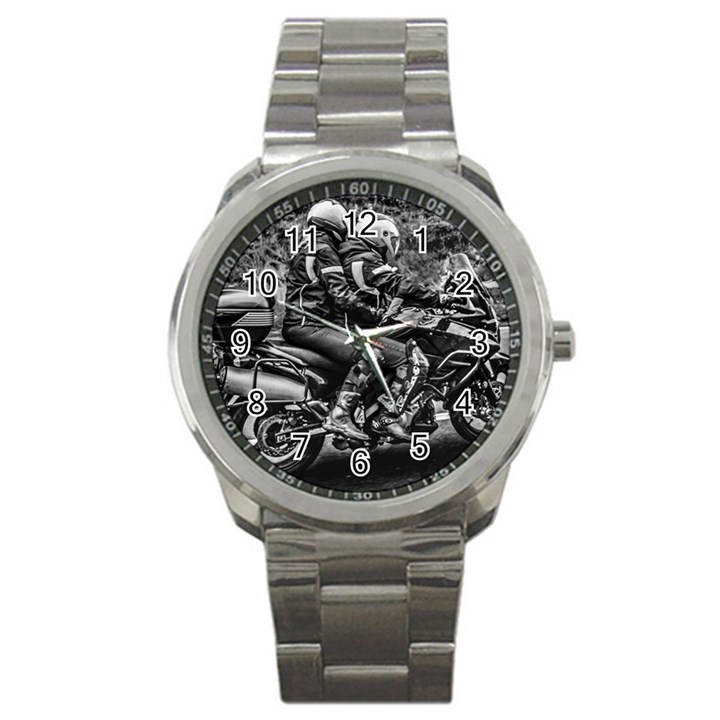 Motorcycle Riders At Highway Sport Metal Watch