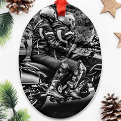 Motorcycle Riders At Highway Oval Ornament (two Sides) by dflcprintsclothing