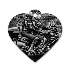 Motorcycle Riders At Highway Dog Tag Heart (one Side) by dflcprintsclothing