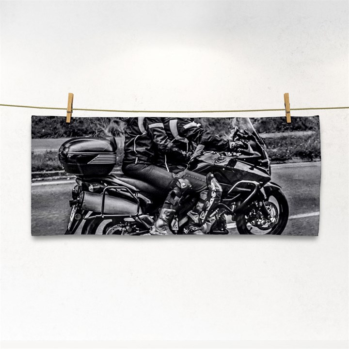 Motorcycle Riders At Highway Hand Towel