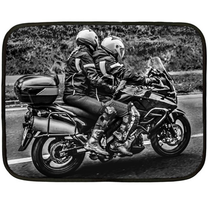 Motorcycle Riders At Highway Fleece Blanket (Mini)