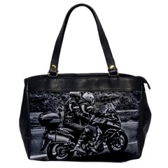 Motorcycle Riders At Highway Oversize Office Handbag by dflcprintsclothing