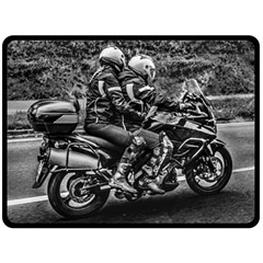 Motorcycle Riders At Highway Fleece Blanket (large)  by dflcprintsclothing