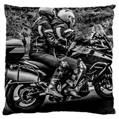 Motorcycle Riders At Highway Large Cushion Case (one Side) by dflcprintsclothing