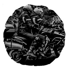 Motorcycle Riders At Highway Large 18  Premium Round Cushions by dflcprintsclothing