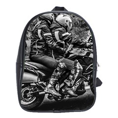 Motorcycle Riders At Highway School Bag (xl) by dflcprintsclothing