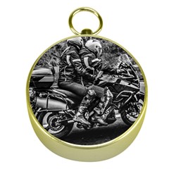 Motorcycle Riders At Highway Gold Compasses by dflcprintsclothing