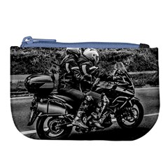 Motorcycle Riders At Highway Large Coin Purse by dflcprintsclothing