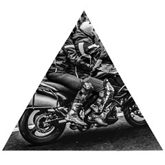 Motorcycle Riders At Highway Wooden Puzzle Triangle by dflcprintsclothing