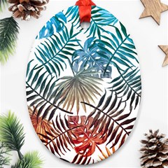 Blue tropical leaves Ornament (Oval)