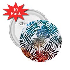 Blue Tropical Leaves 2 25  Buttons (10 Pack)  by goljakoff