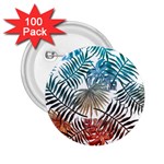 Blue tropical leaves 2.25  Buttons (100 pack)  Front