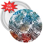 Blue tropical leaves 3  Buttons (100 pack)  Front