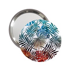 Blue tropical leaves 2.25  Handbag Mirrors