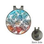 Blue tropical leaves Hat Clips with Golf Markers Front