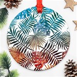 Blue tropical leaves Round Ornament (Two Sides) Back