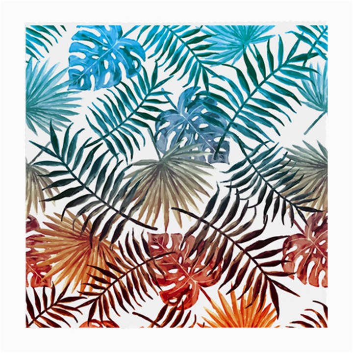 Blue tropical leaves Medium Glasses Cloth