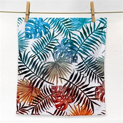 Blue tropical leaves Face Towel