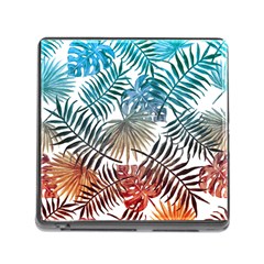 Blue Tropical Leaves Memory Card Reader (square 5 Slot) by goljakoff