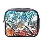 Blue tropical leaves Mini Toiletries Bag (Two Sides) Front