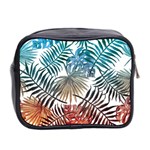 Blue tropical leaves Mini Toiletries Bag (Two Sides) Back