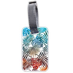 Blue Tropical Leaves Luggage Tag (two Sides) by goljakoff