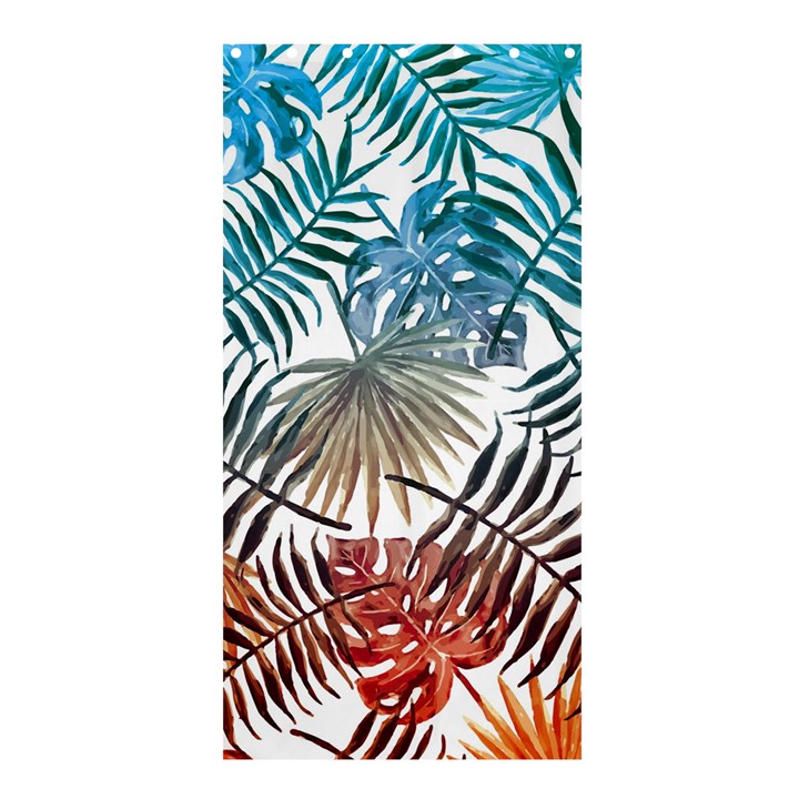 Blue tropical leaves Shower Curtain 36  x 72  (Stall) 