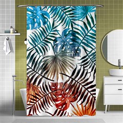 Blue tropical leaves Shower Curtain 48  x 72  (Small) 