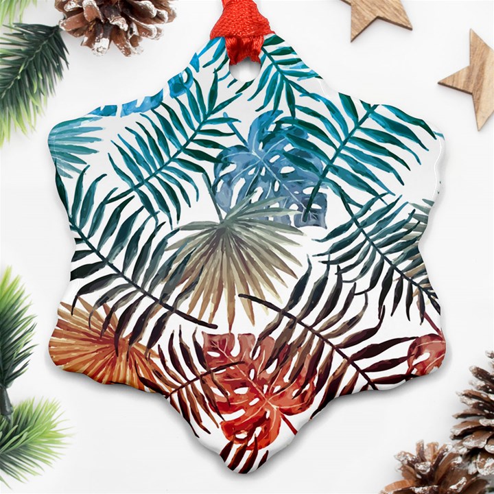 Blue tropical leaves Ornament (Snowflake)