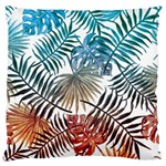 Blue tropical leaves Large Cushion Case (Two Sides) Front