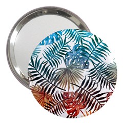 Blue tropical leaves 3  Handbag Mirrors