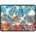 Blue tropical leaves Double Sided Fleece Blanket (Large)  80 x60  Blanket Front