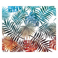 Blue tropical leaves Double Sided Flano Blanket (Small) 