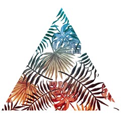 Blue tropical leaves Wooden Puzzle Triangle