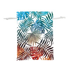 Blue tropical leaves Lightweight Drawstring Pouch (S)