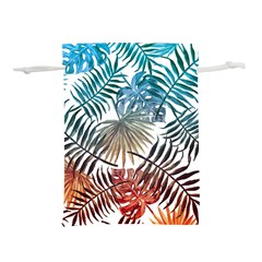 Blue tropical leaves Lightweight Drawstring Pouch (L)