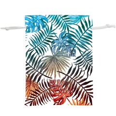 Blue tropical leaves  Lightweight Drawstring Pouch (XL)