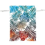 Blue tropical leaves  Lightweight Drawstring Pouch (XL) Front