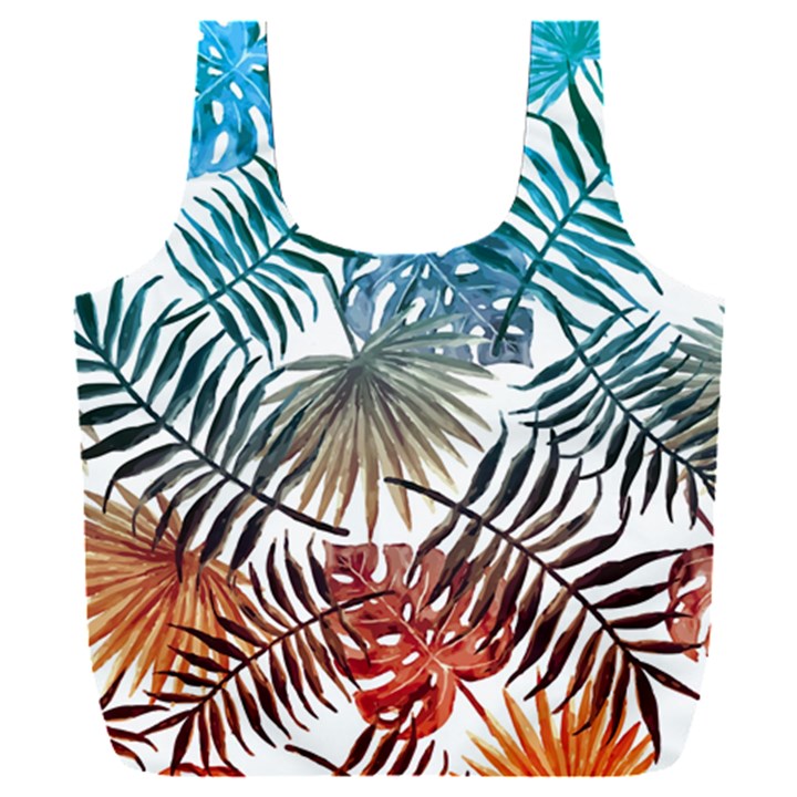 Blue tropical leaves Full Print Recycle Bag (XXL)