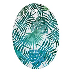 Blue Tropical Leaves Ornament (oval) by goljakoff